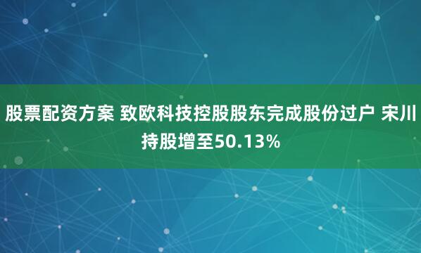 股票配资方案 致欧科技控股股东完成股份过户 宋川持股增至50.13%