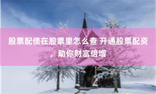 股票配债在股票里怎么查 开通股票配资,助你财富倍增