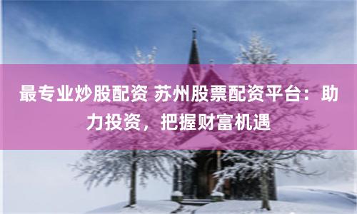 最专业炒股配资 苏州股票配资平台:助力投资,把握财富机遇